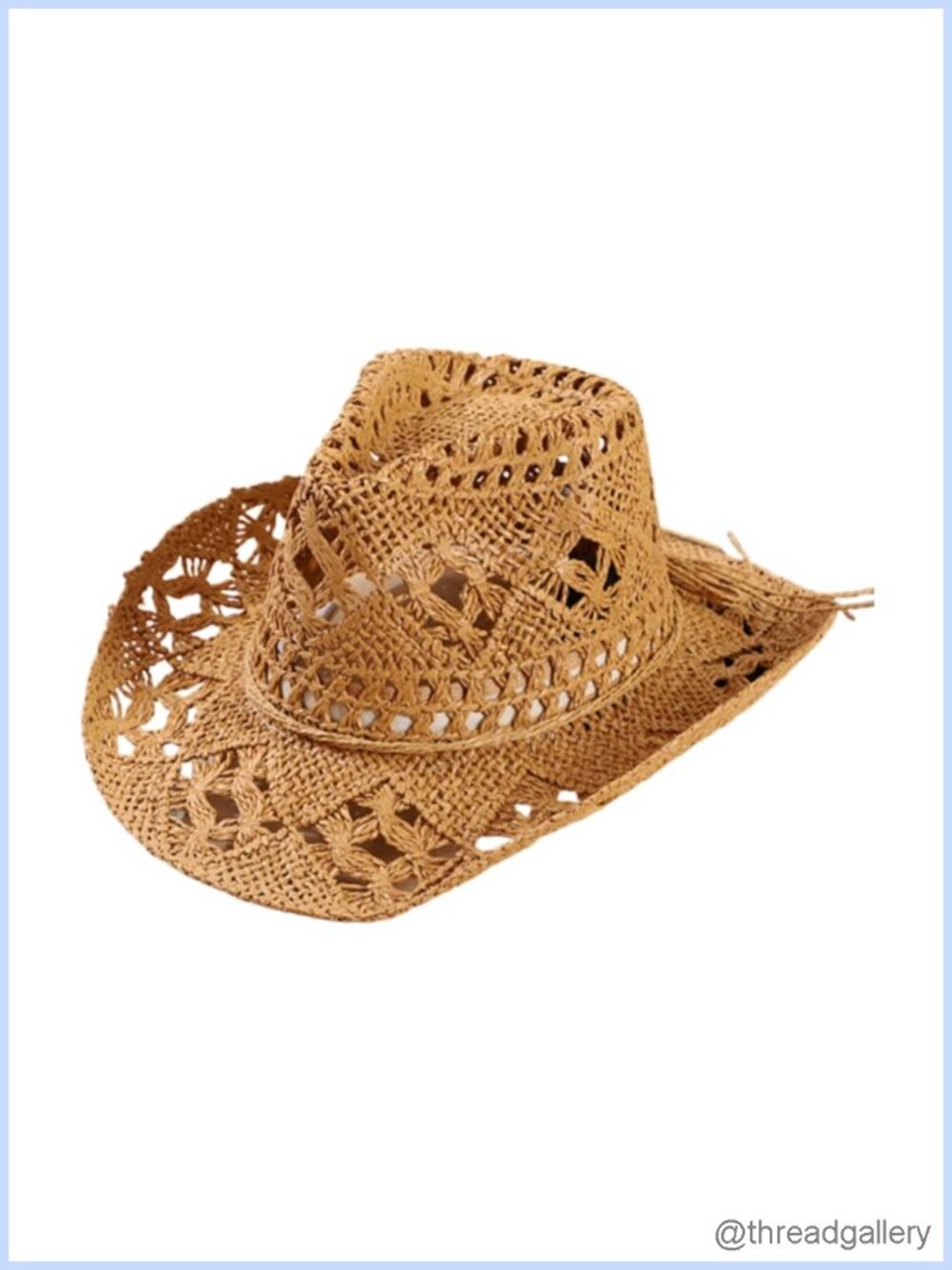 Paper Straw Cowboy Hat Wide Brim Foldable Western Sun Hat